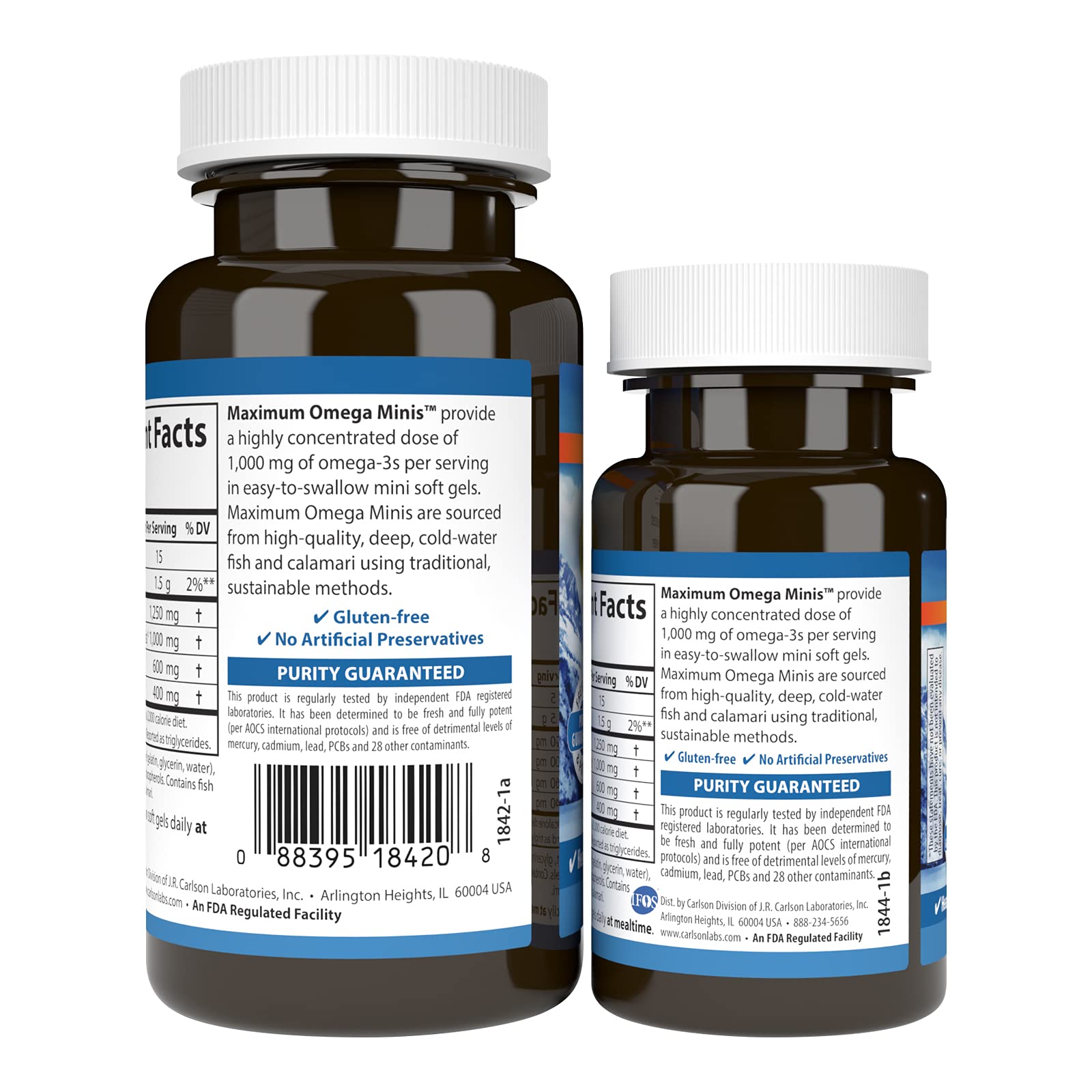 Close-up of lemon-flavored mini omega-3 softgels