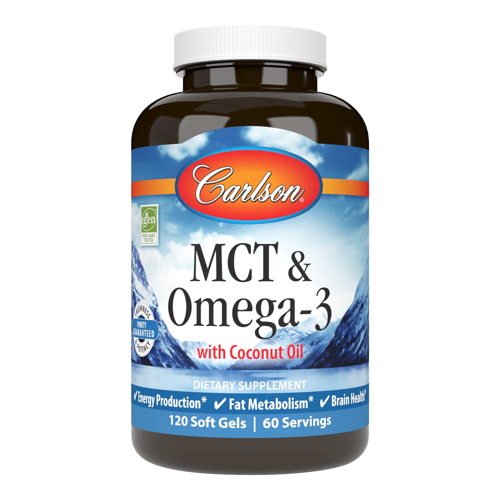 Carlson MCT & Omega-3 Coconut Oil bottle label