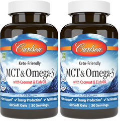 Front view of Carlson MCT & Omega-3 Softgels bottle in Pack of 2