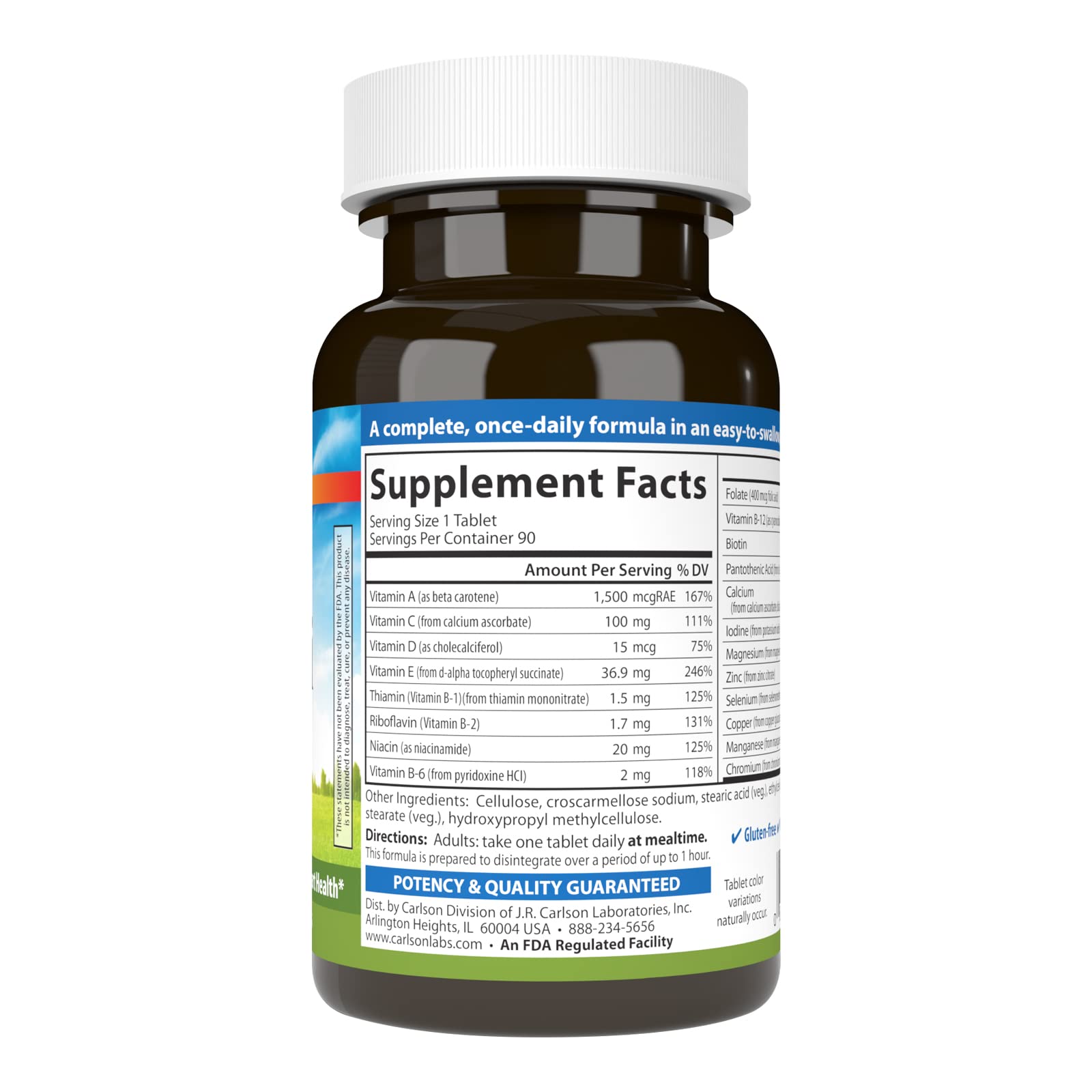 Pack shot of Carlson Mini-Multi bottle with 90 tablets