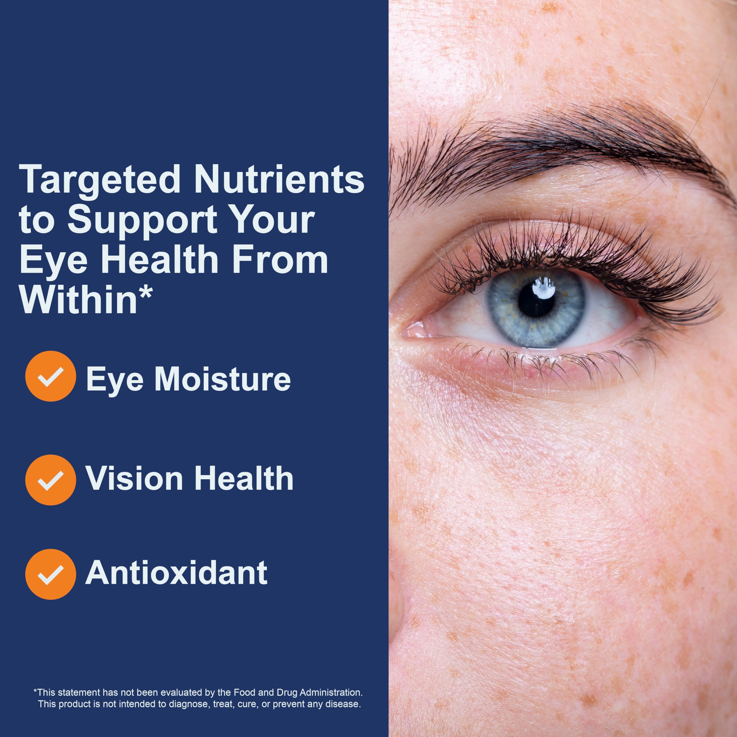 Carlson Moistur-eyes softgel close-up showing capsule size for swallowing.