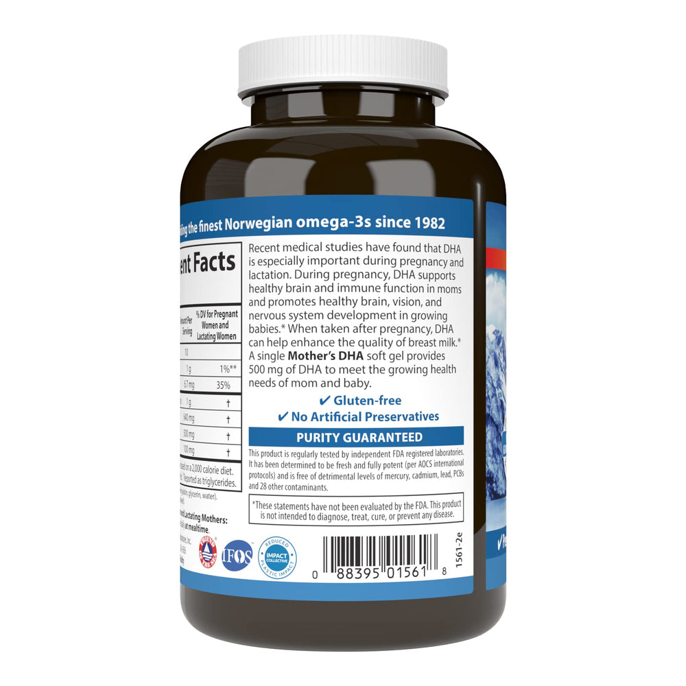 Ingredients and nutritional information for Carlson Mother's DHA