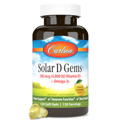 Carlson Solar D Gems lemon-flavor vitamin D3 + Omega-3 bottle