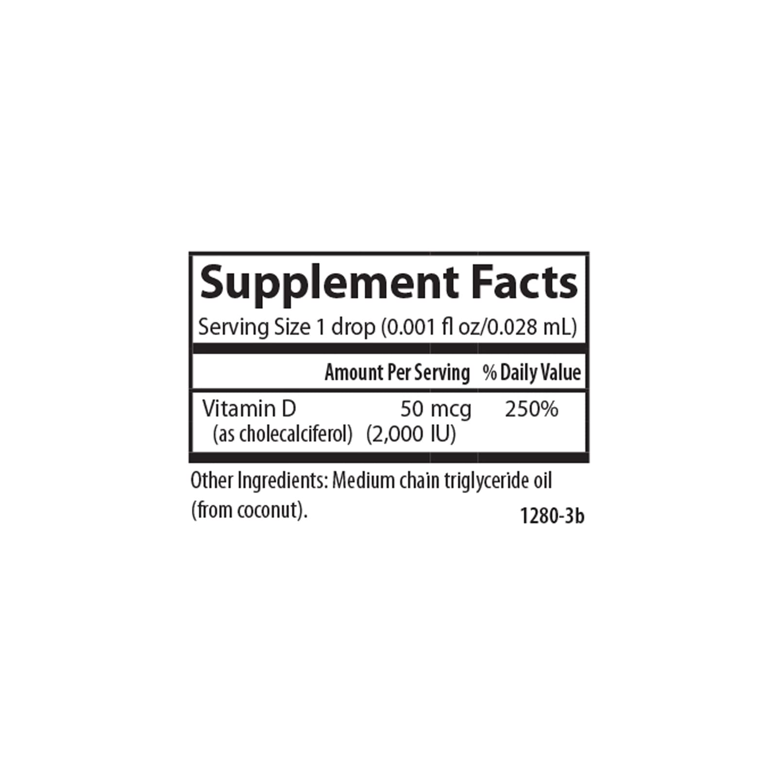 Label on Carlson Super Daily D3 liquid drops bottle