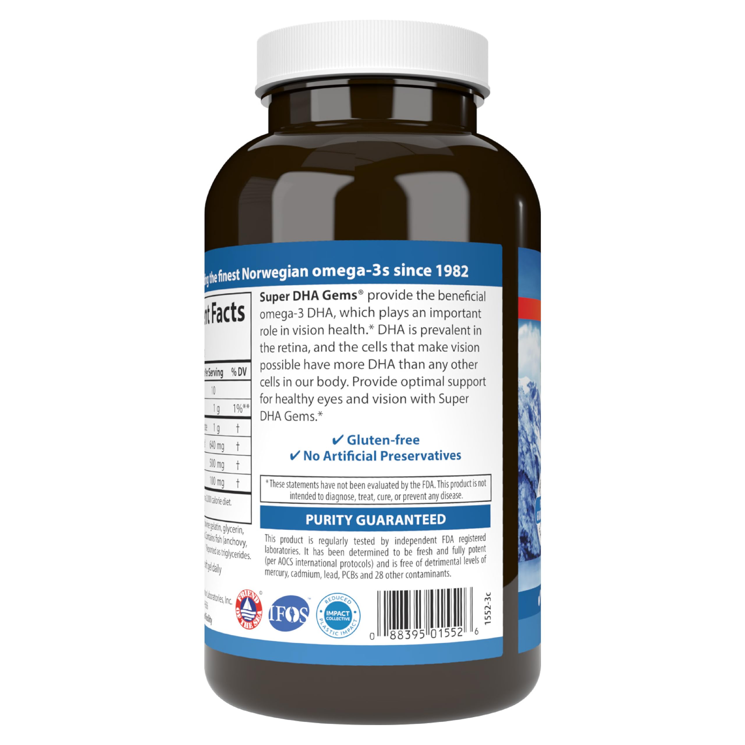 Carlson Super DHA bottle with label and glass of water implies simple daily supplementation