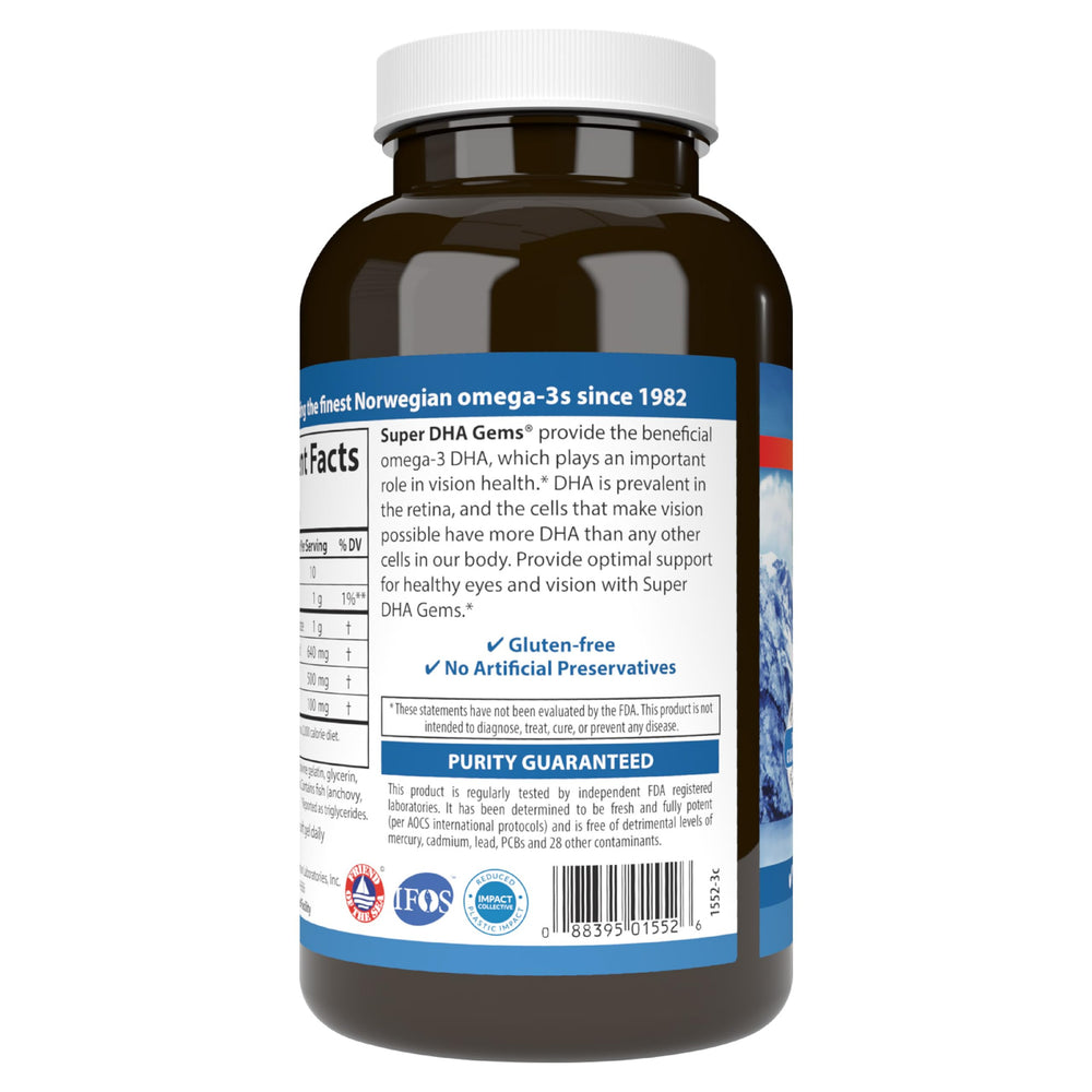 Carlson Super DHA bottle with label and glass of water implies simple daily supplementation