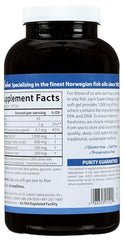 Carlson Super Omega-3 Gems bottle label highlights 1200 mg omega-3s for daily heart and brain support.