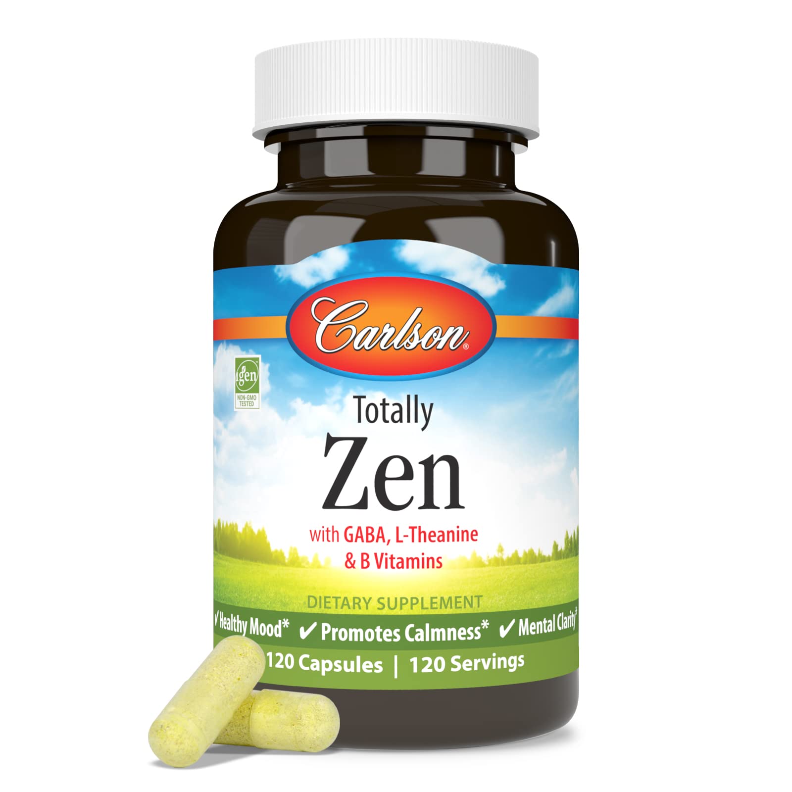 Calm mood and mental clarity concept with Zen supplements