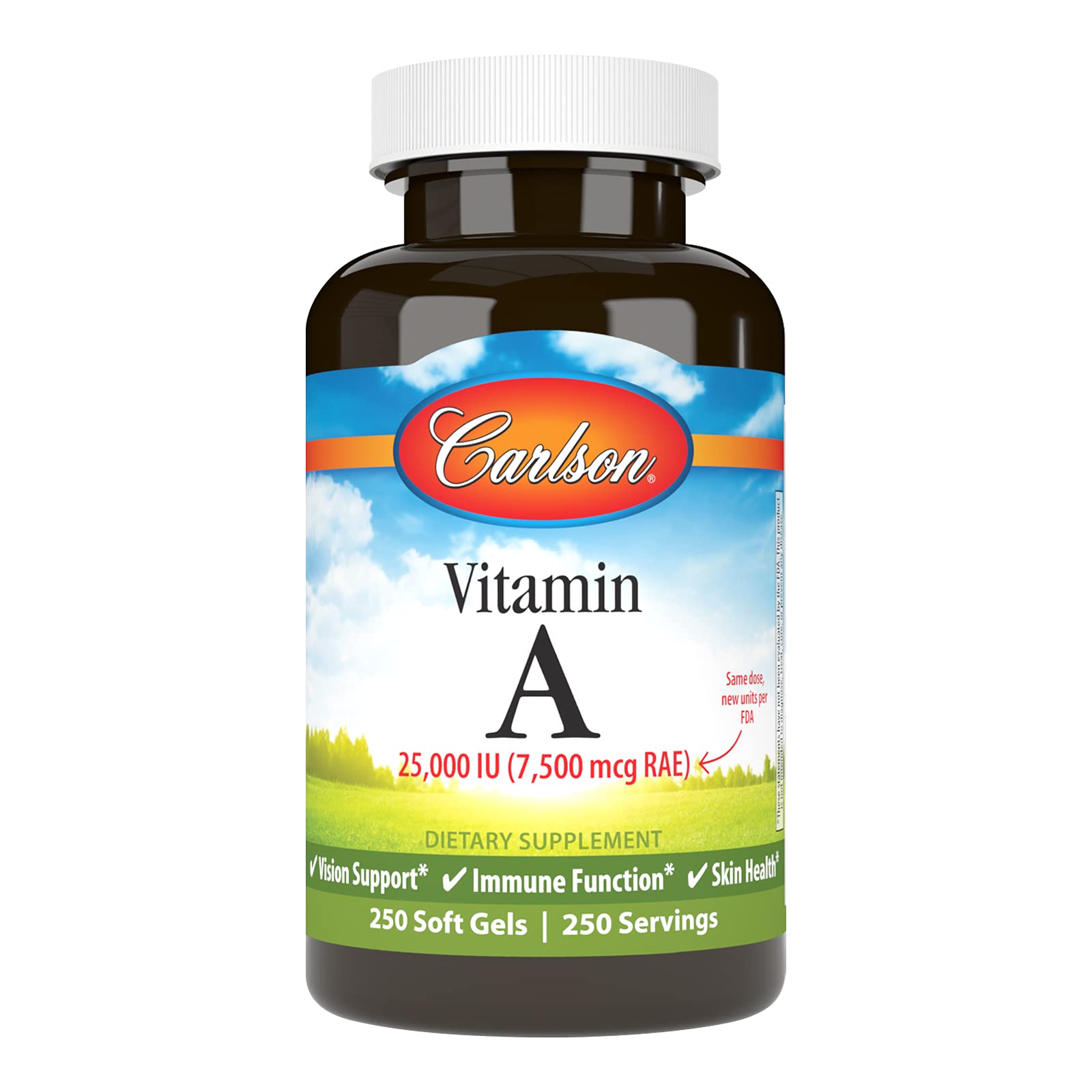 Carlson Vitamin A 25,000 IU bottle label