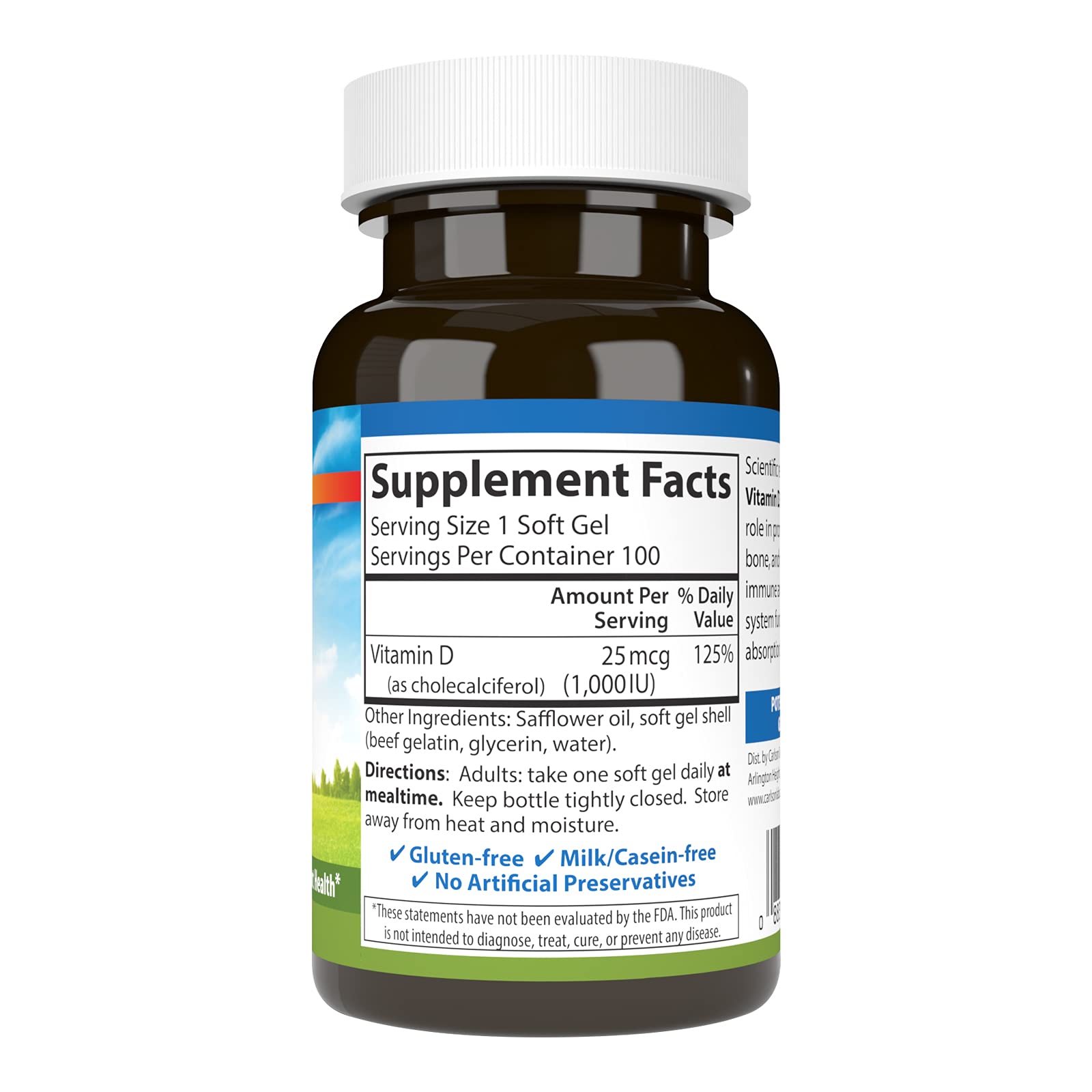 Carlson Vitamin D3 bottle back label