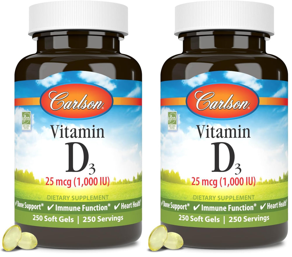 Carlson Vitamin D3 1000 IU softgels in Pack of 2