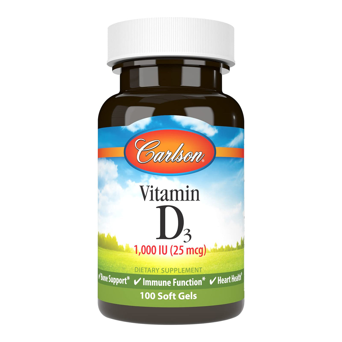 Carlson Vitamin D3 1000 IU soft gels bottle