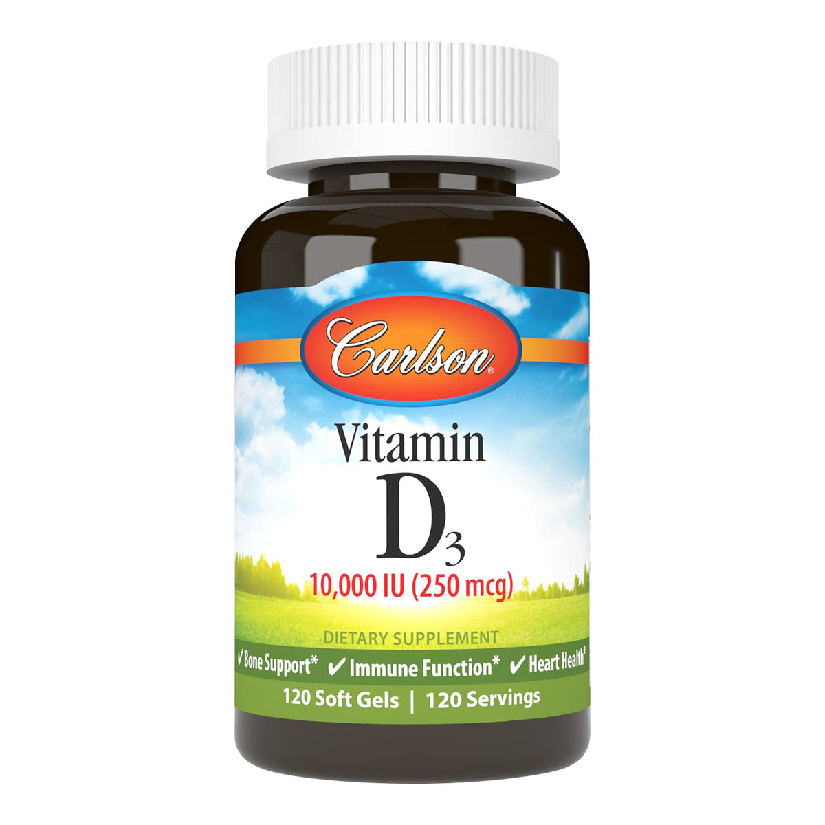 Carlson Vitamin D3 120 softgels bottle front view