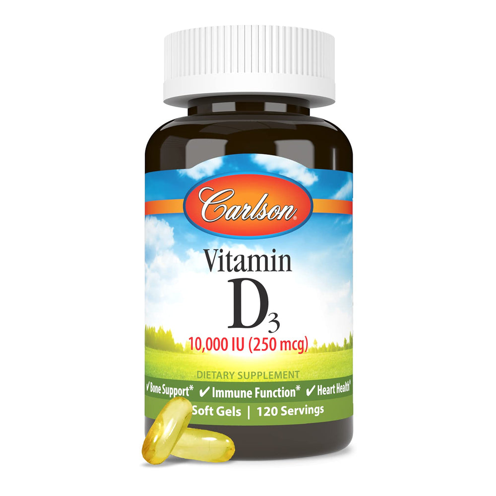 Gluten-free label on Carlson Vitamin D3 bottle