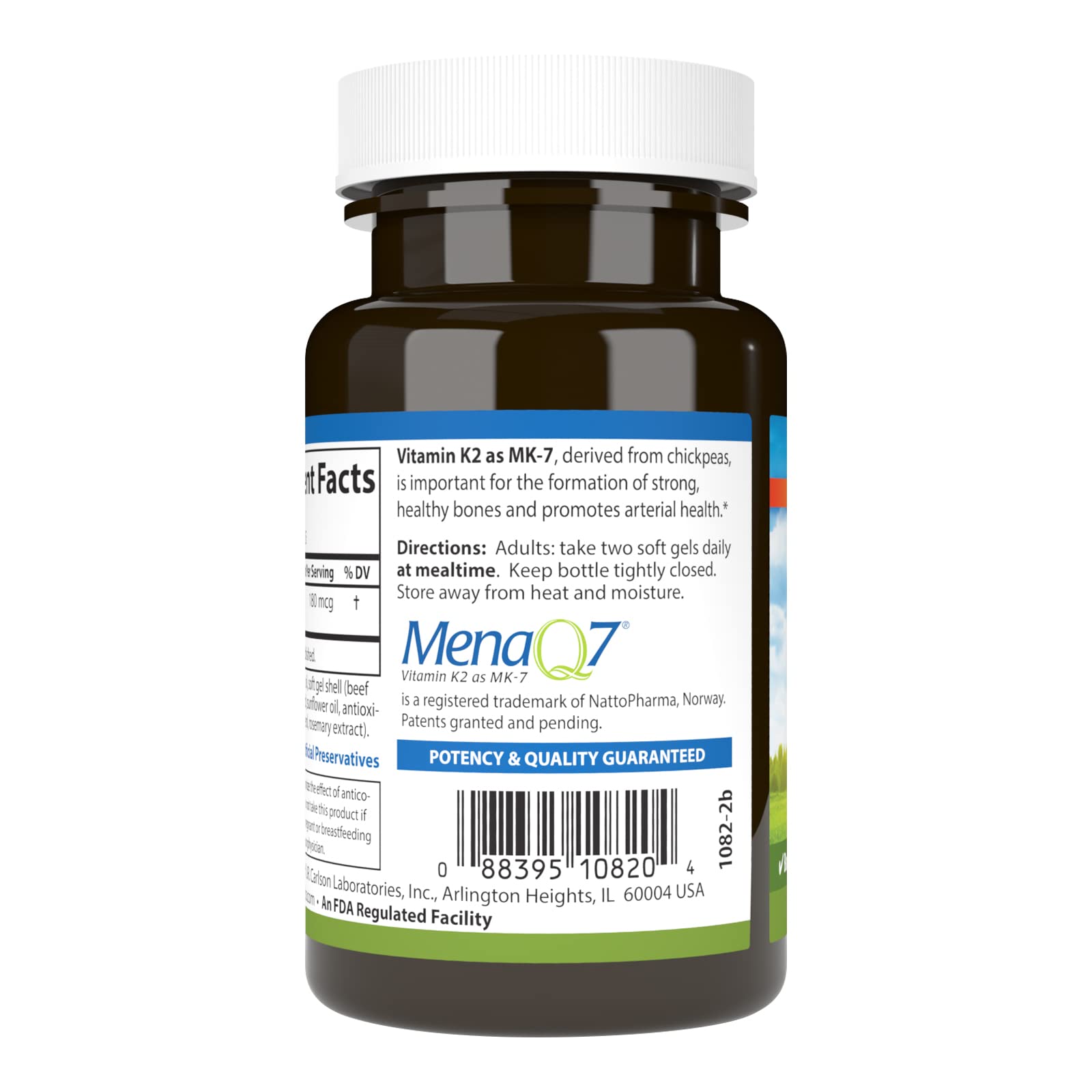 Packaging of Carlson Vitamin K2 MK-7 180 mcg softgels