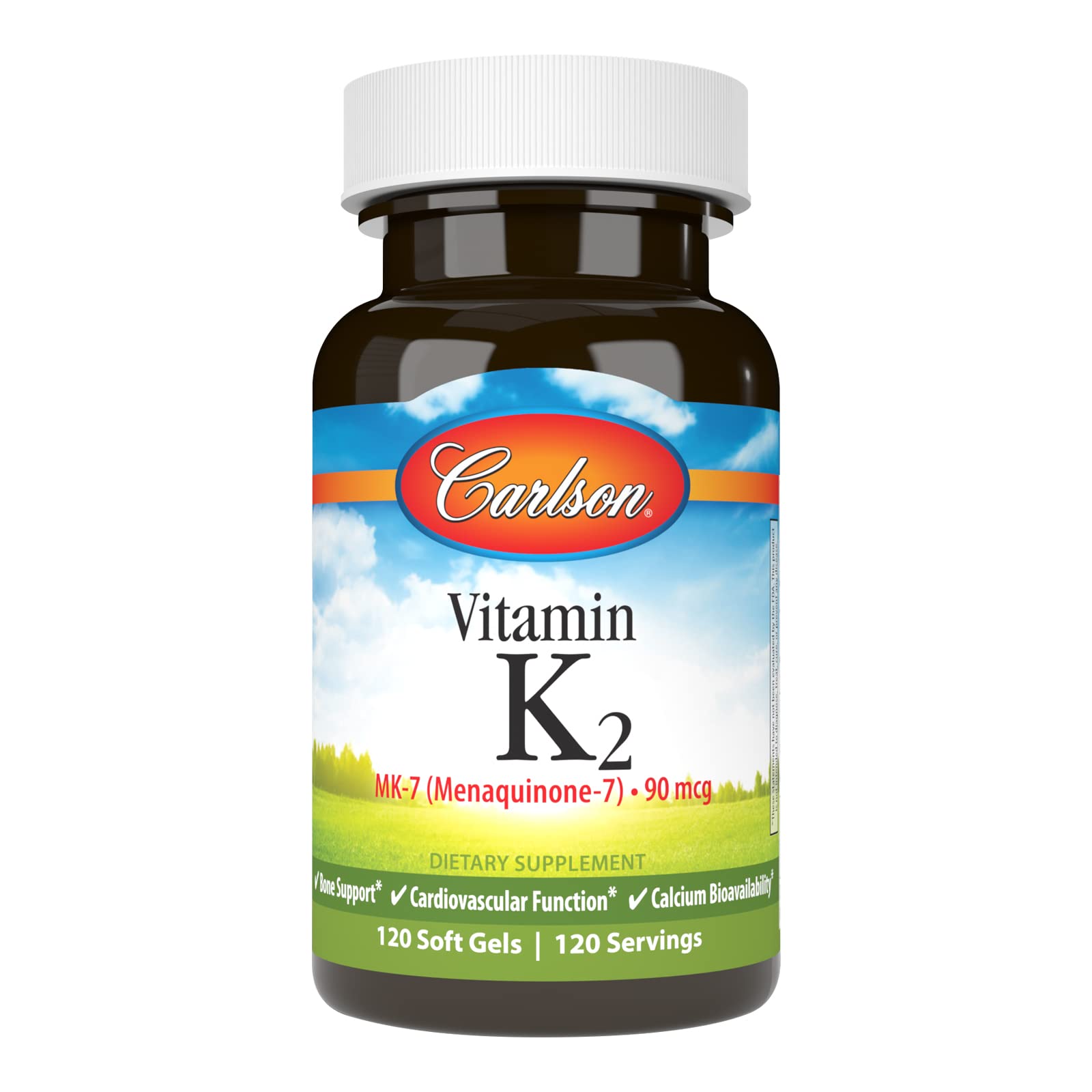 Carlson Vitamin K2 MK-7 90 mcg softgel bottle label