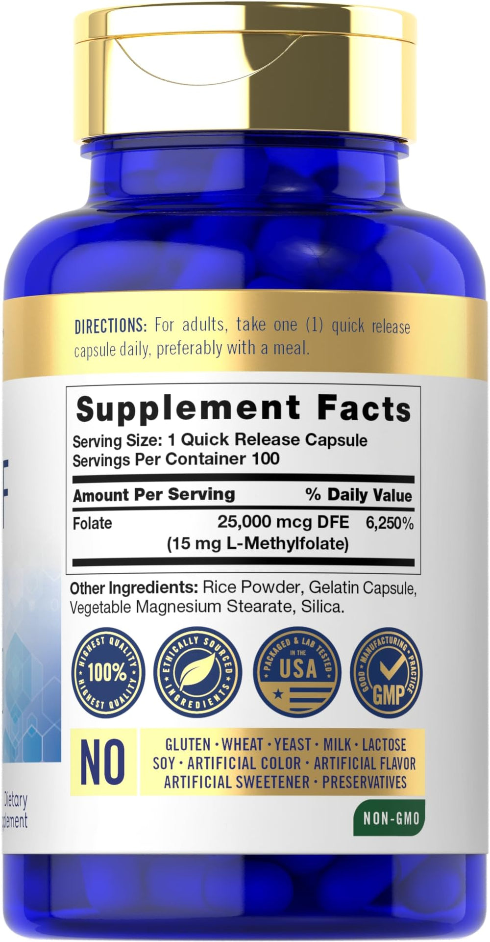 Close-up of Carlyle 5-MTHF 15mg bottle