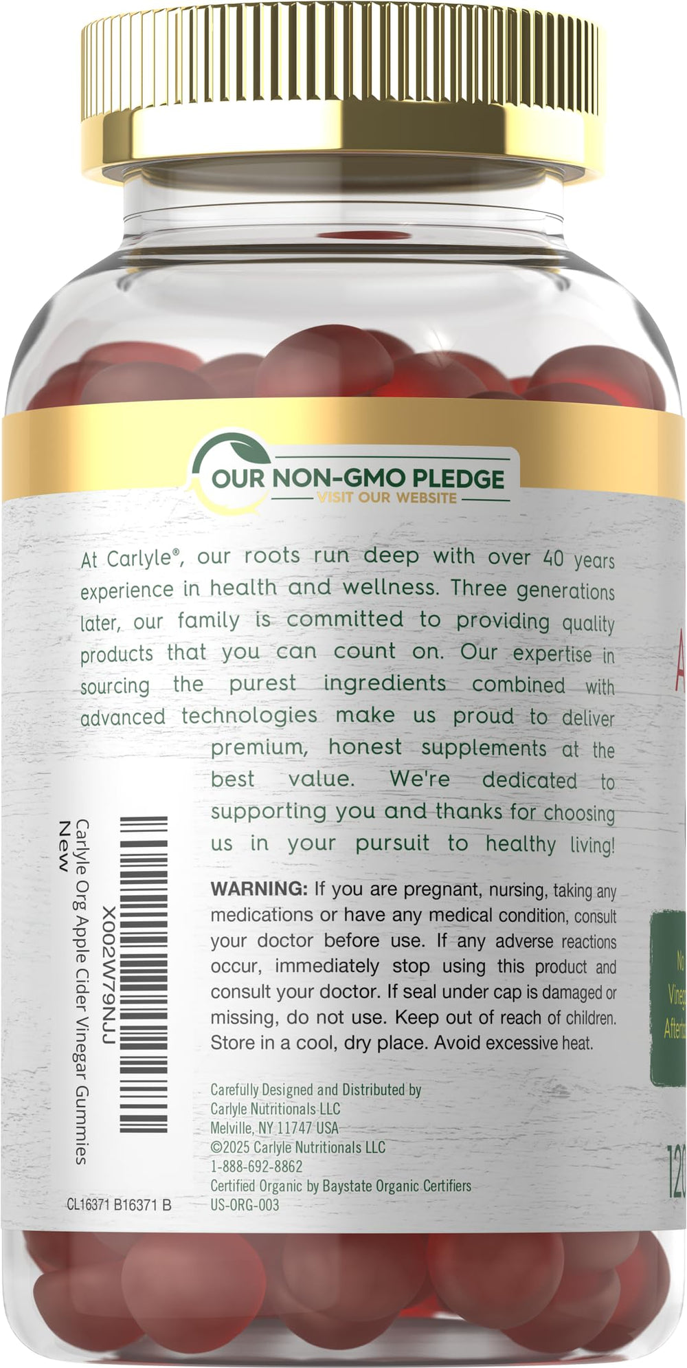 Carlyle apples and raw ACV ingredient close-up showing organic sourcing benefit