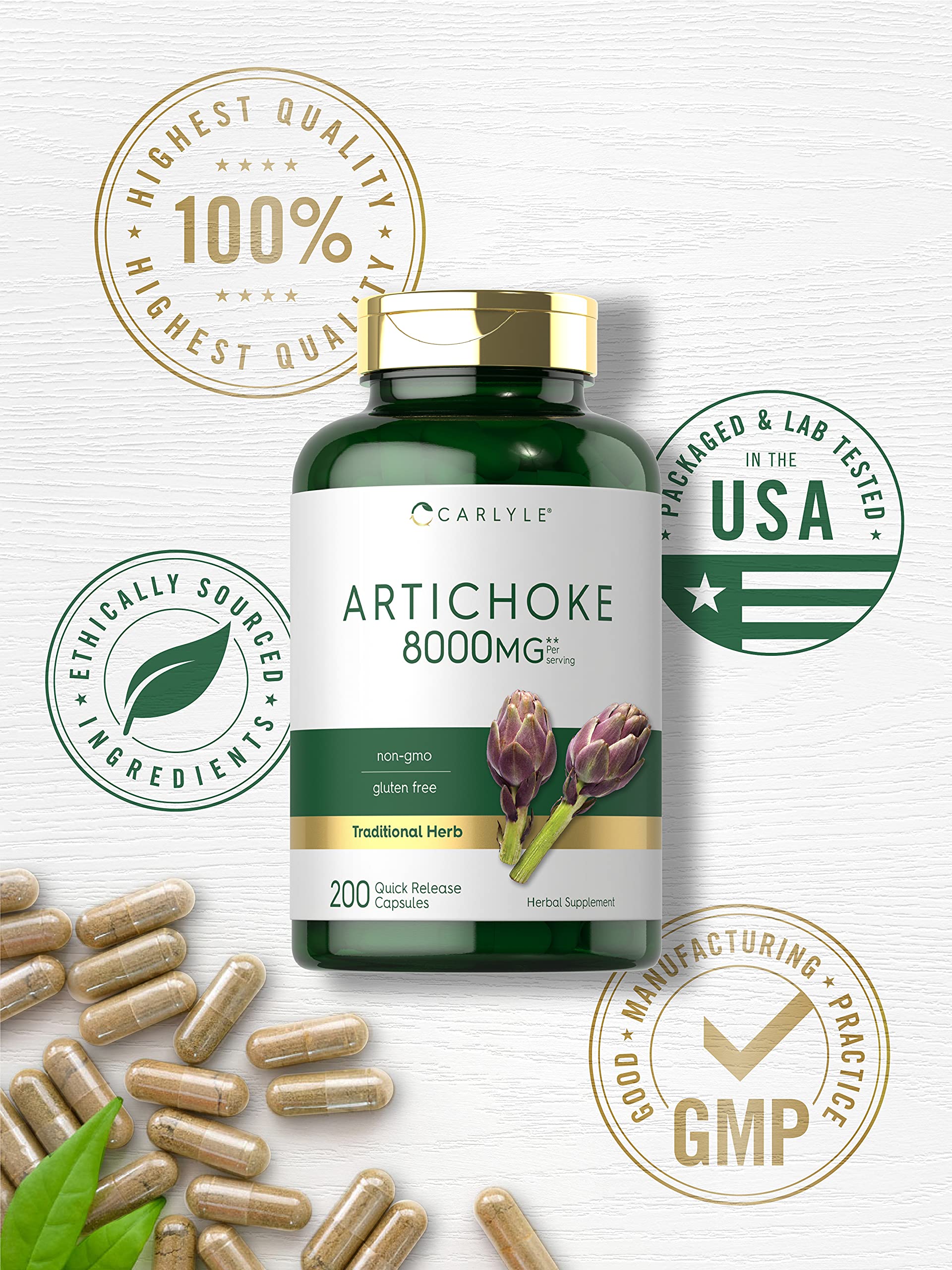 Nutritional facts panel for Carlyle Artichoke Extract Capsules