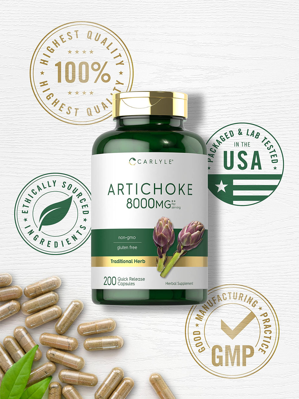 Nutritional facts panel for Carlyle Artichoke Extract Capsules