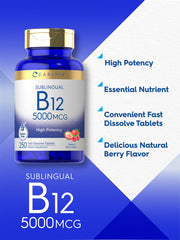 Berry flavor dissolvable tablet with Vitamin B12 labeling