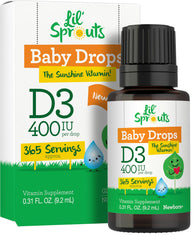 Bottle of Carlyle Baby Vitamin D3 Drops with 400 IU label