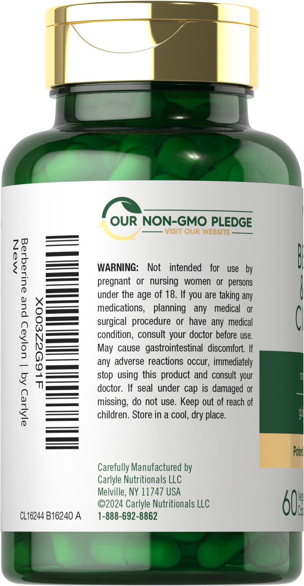 Nutrition label showing 2000 mg per vegetarian capsule