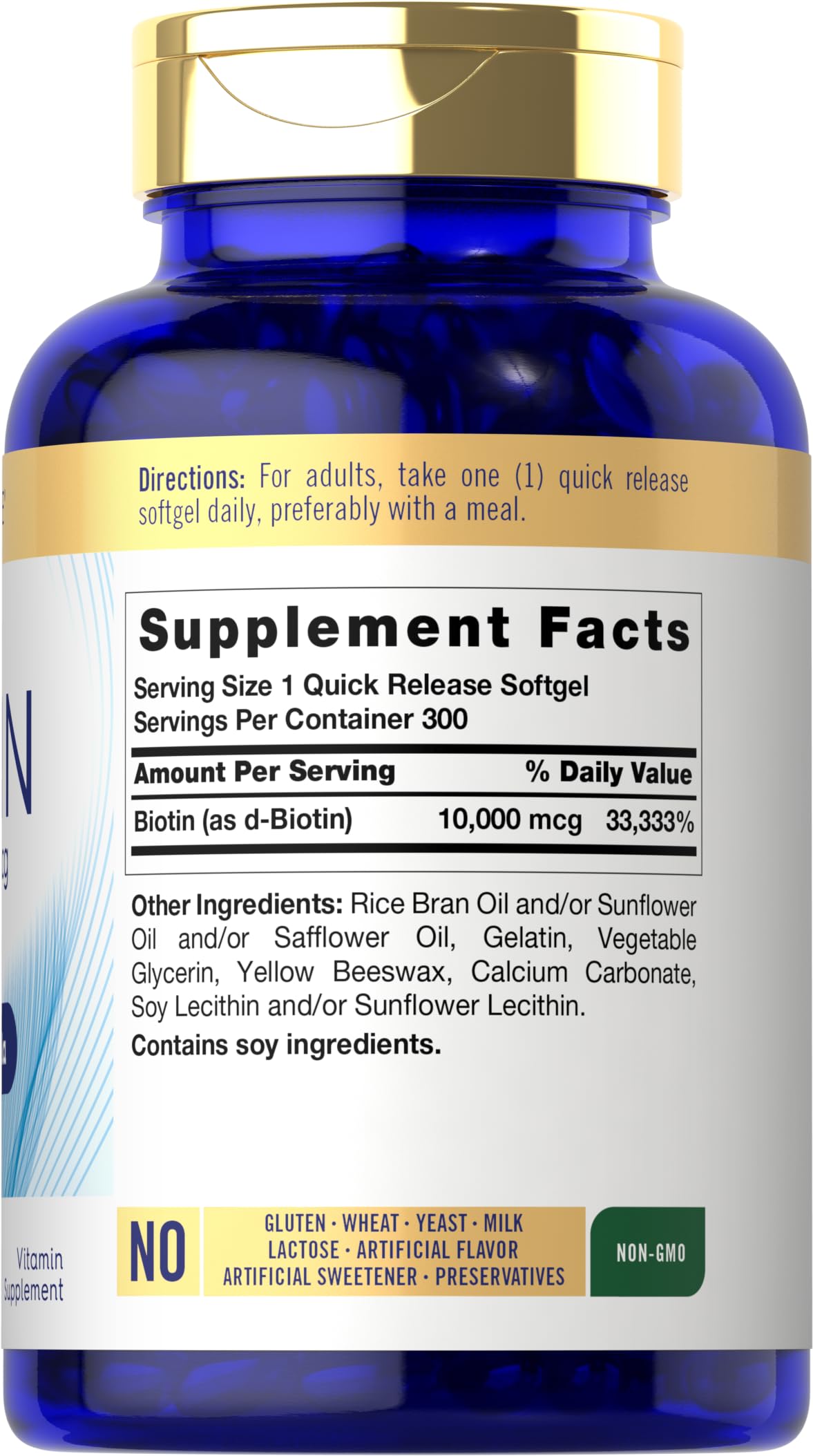 Biotin 10000mcg label close-up