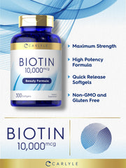 Carlyle Biotin 10000mcg 300 softgels packaging