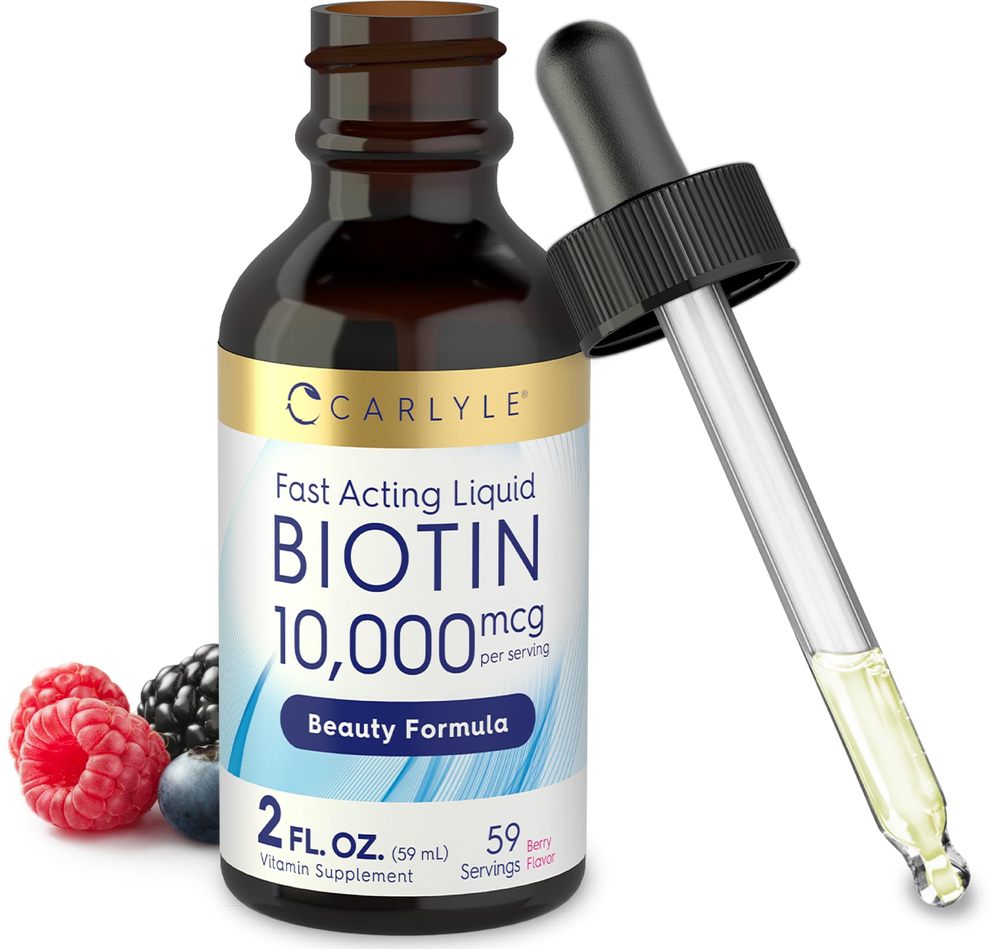 Carlyle Biotin 10000mcg drops 2oz bottle front view