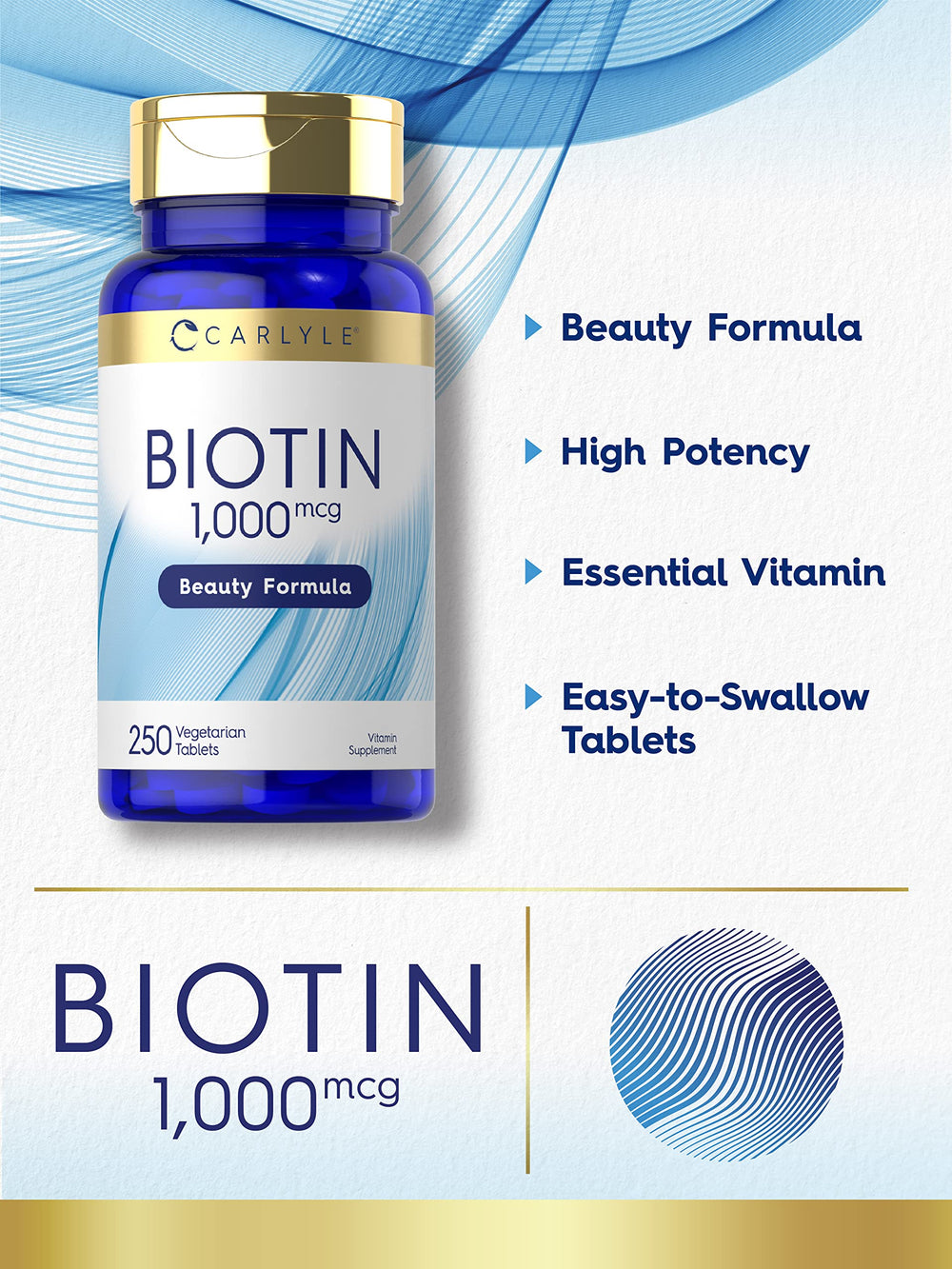 Texture close-up of Biotin 1000mcg tablets