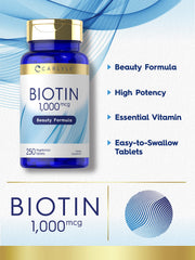 Texture close-up of Biotin 1000mcg tablets