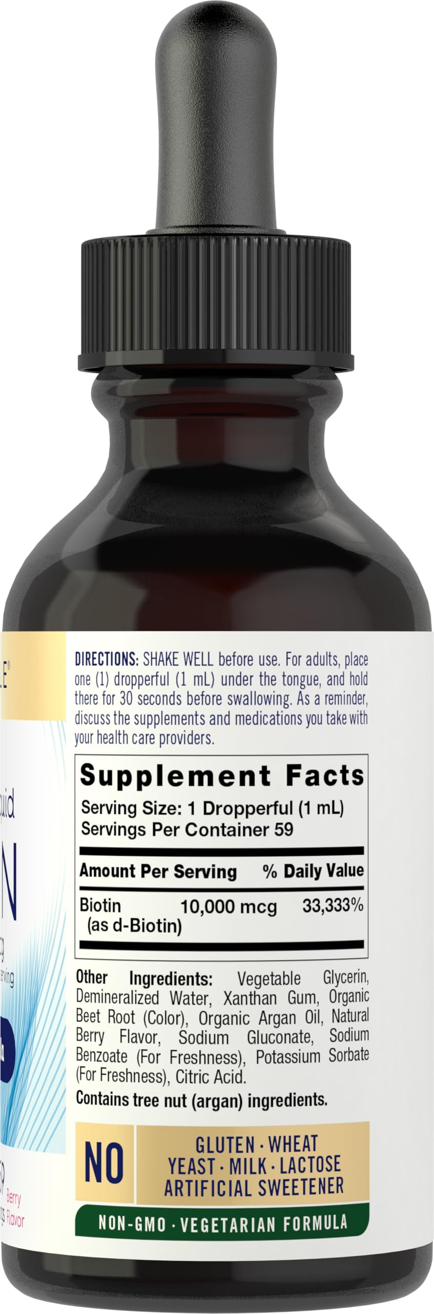 Berry-flavored biotin liquid drops being dispensed