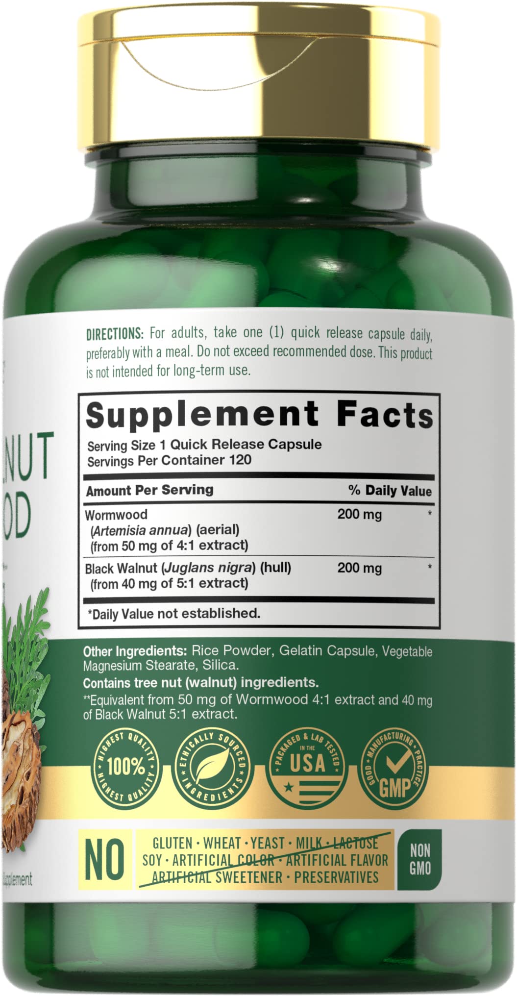 Close-up of Carlyle Black Walnut Wormwood bottle