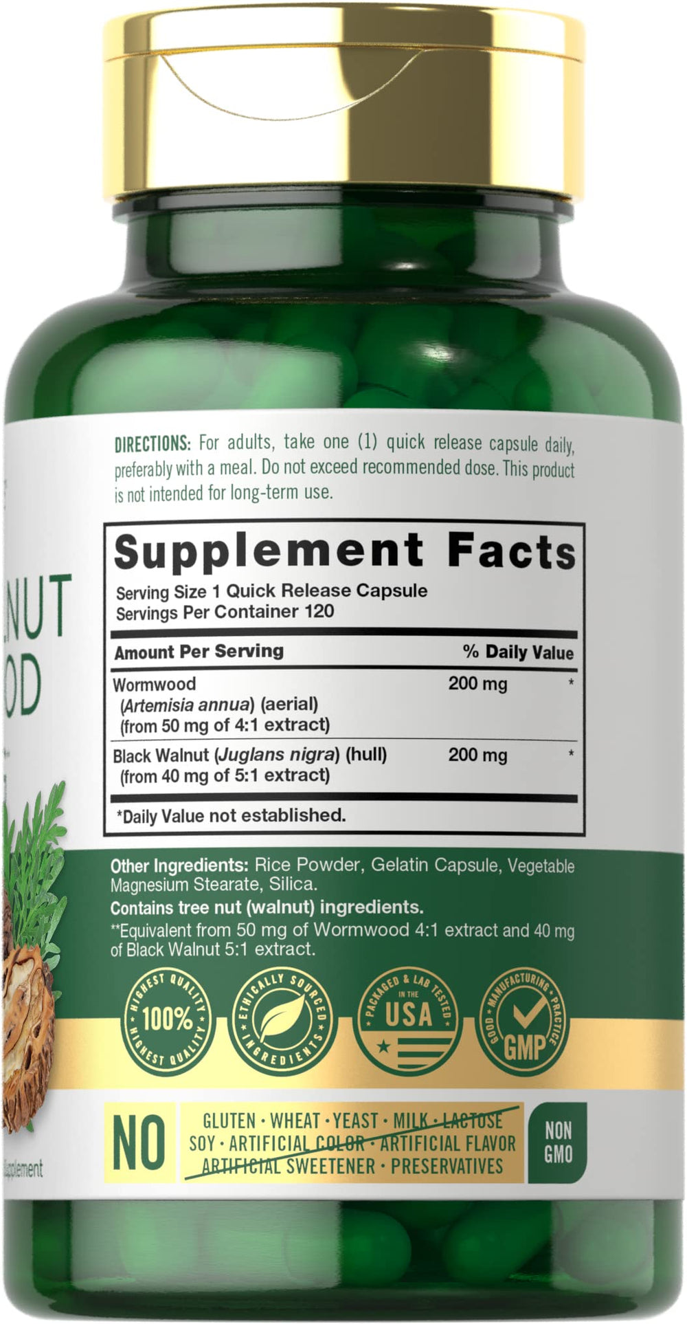 Close-up of Carlyle Black Walnut Wormwood bottle