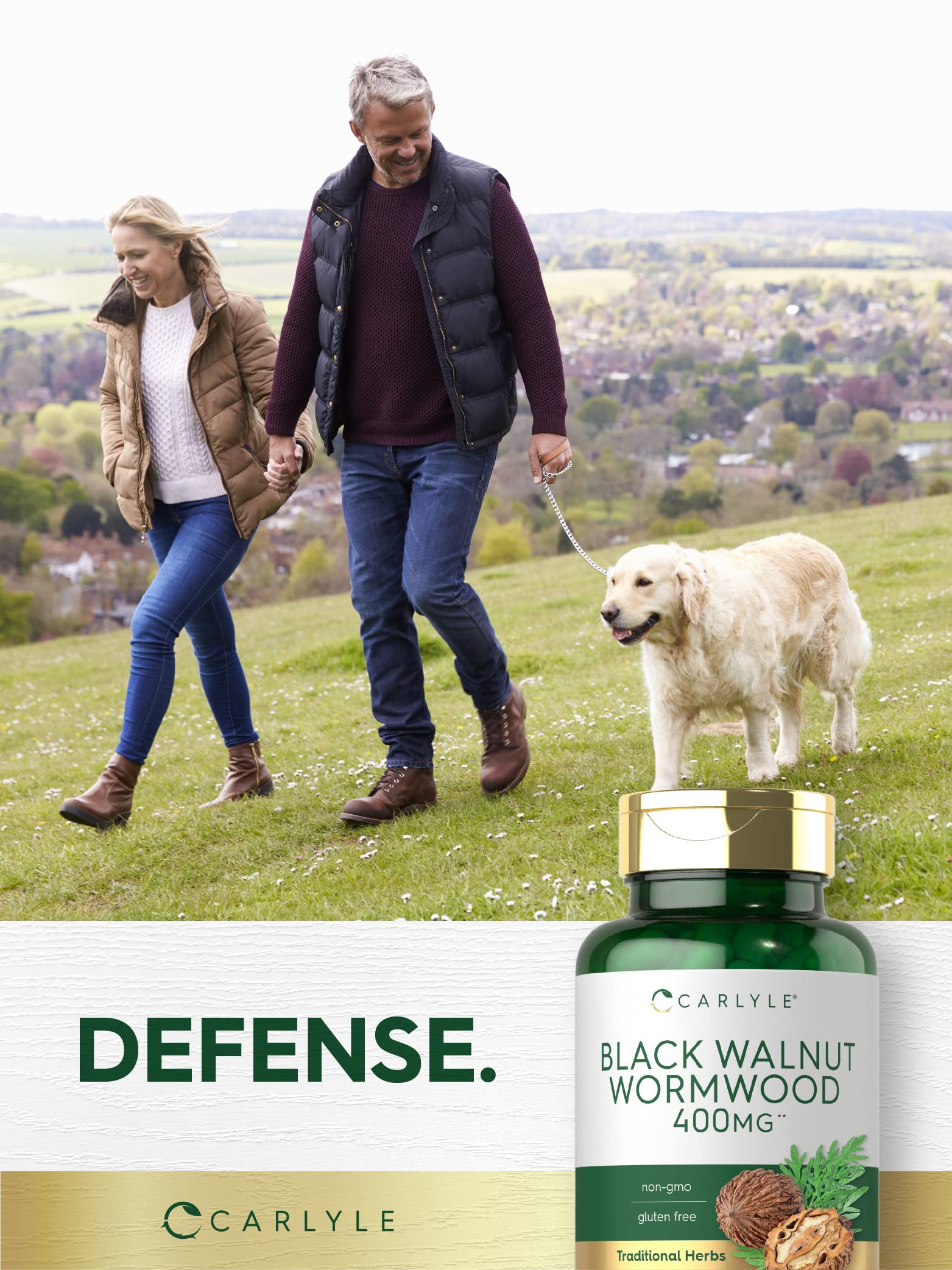 Herbal blend of Black Walnut and Wormwood in Carlyle bottle