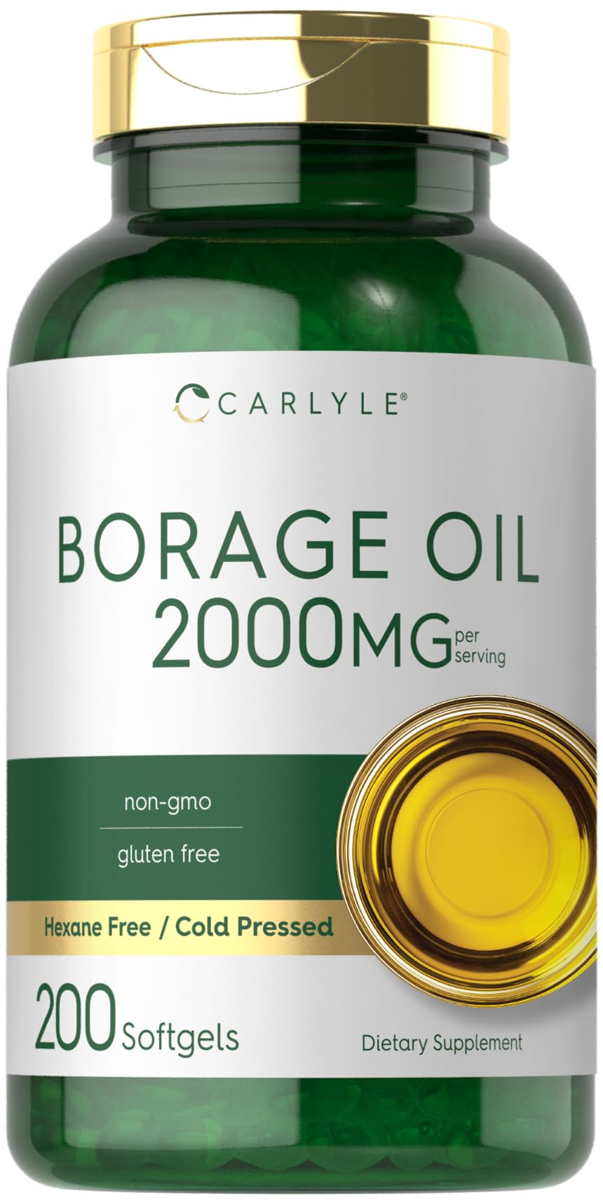 Front label of Carlyle Borage Oil 2000mg bottle