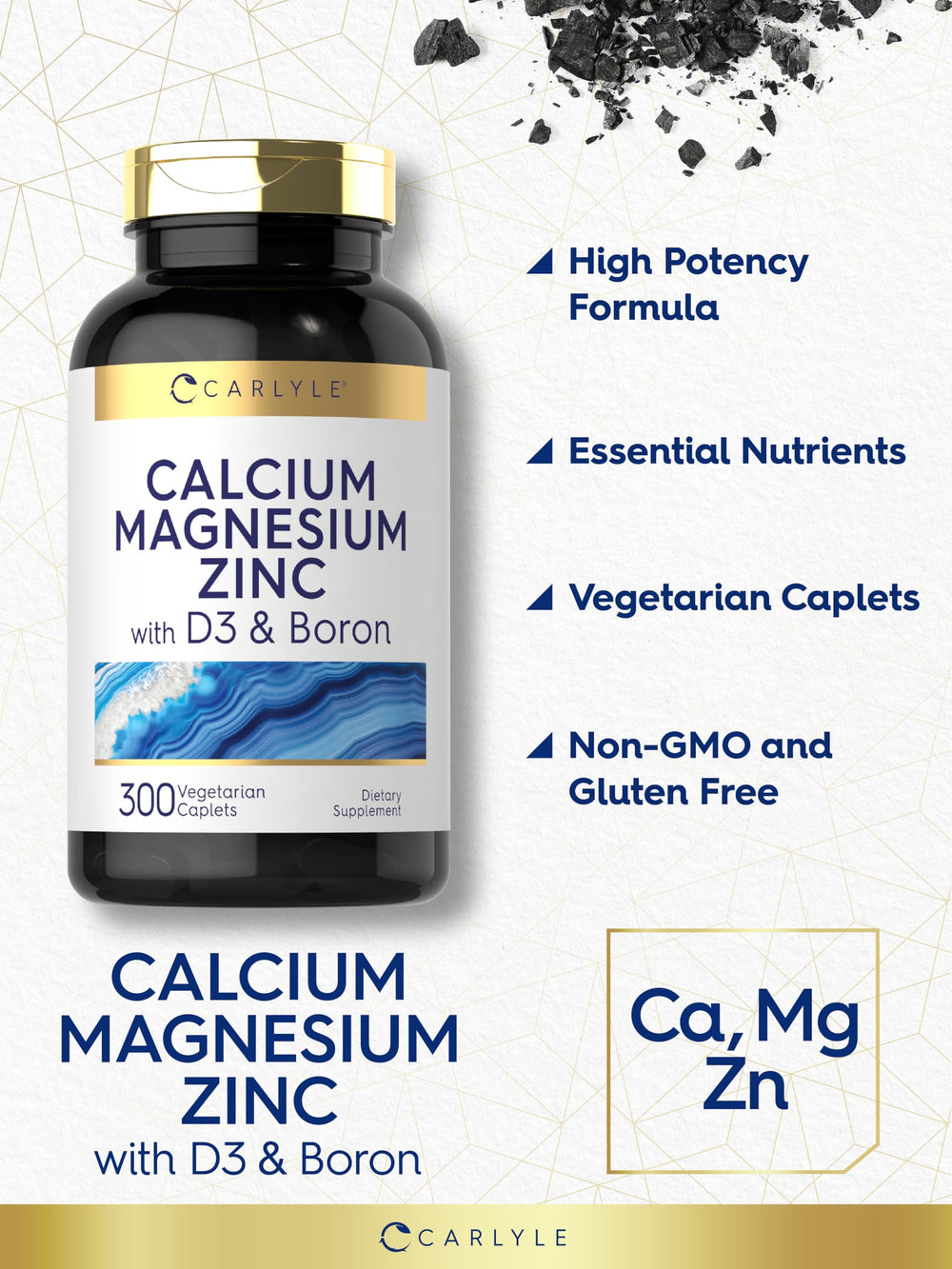 Ingredients list for Carlyle Calcium Magnesium Zinc D3