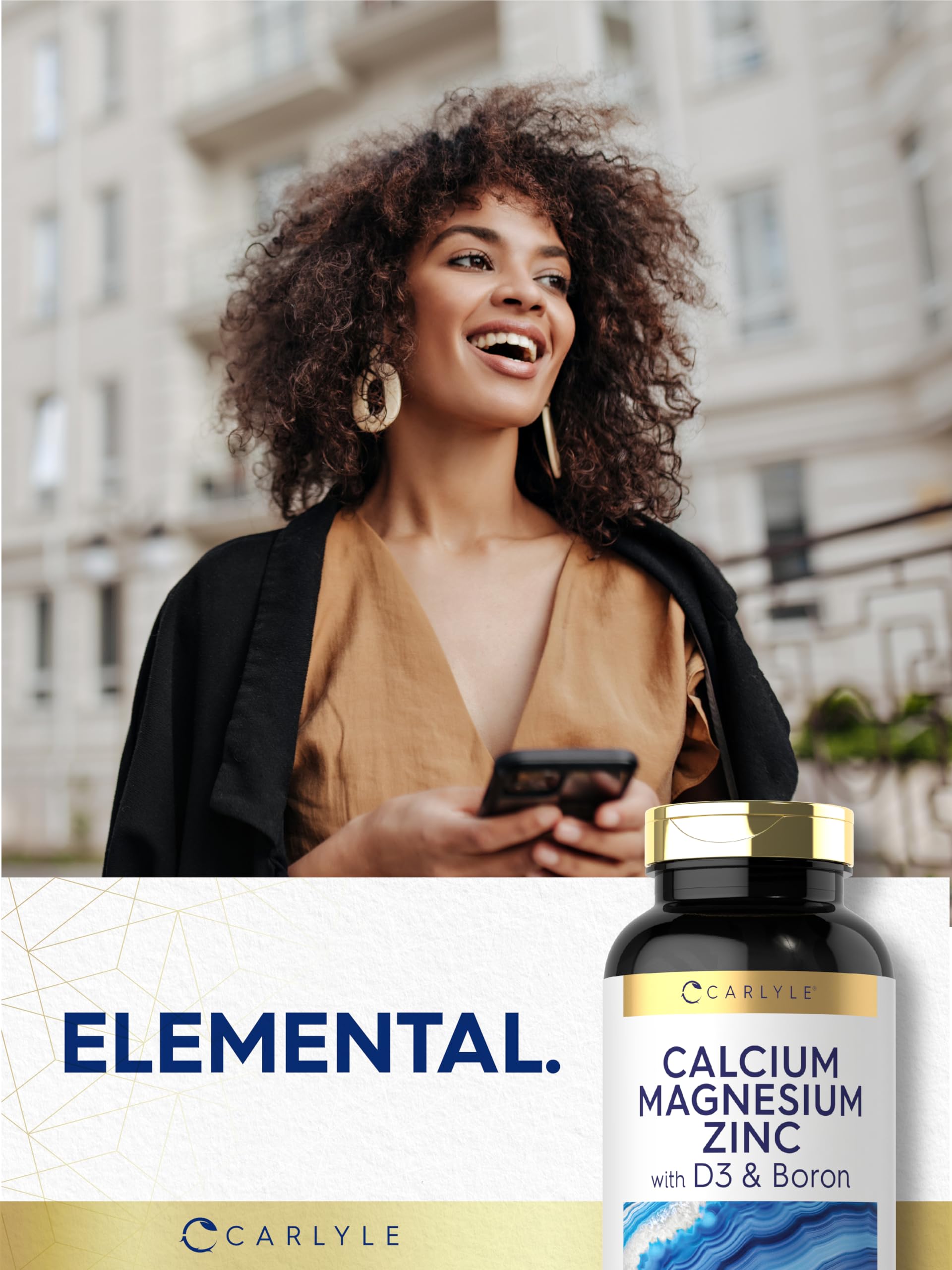 Vegetarian caplets of Carlyle Calcium Magnesium Zinc D3