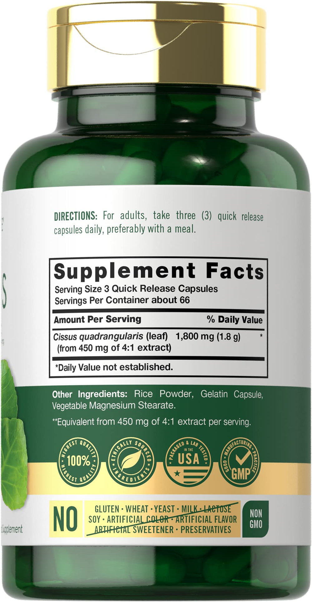 Packaging box for Carlyle Cissus Quadr angularis 1800mg 200 capsules