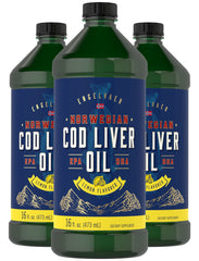 3-pack Carlyle Cod Liver Oil Liquid bottles with lemon flavor