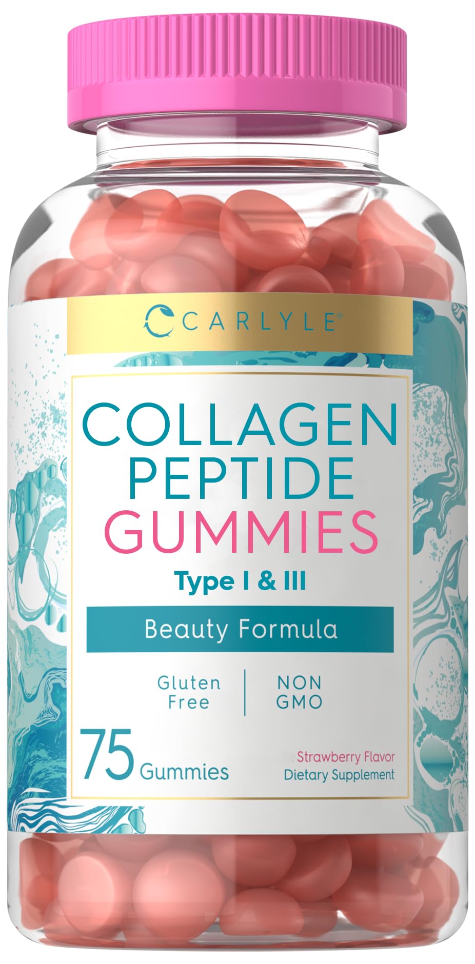 Carlyle Collagen Gummies bottle with Strawberry flavor