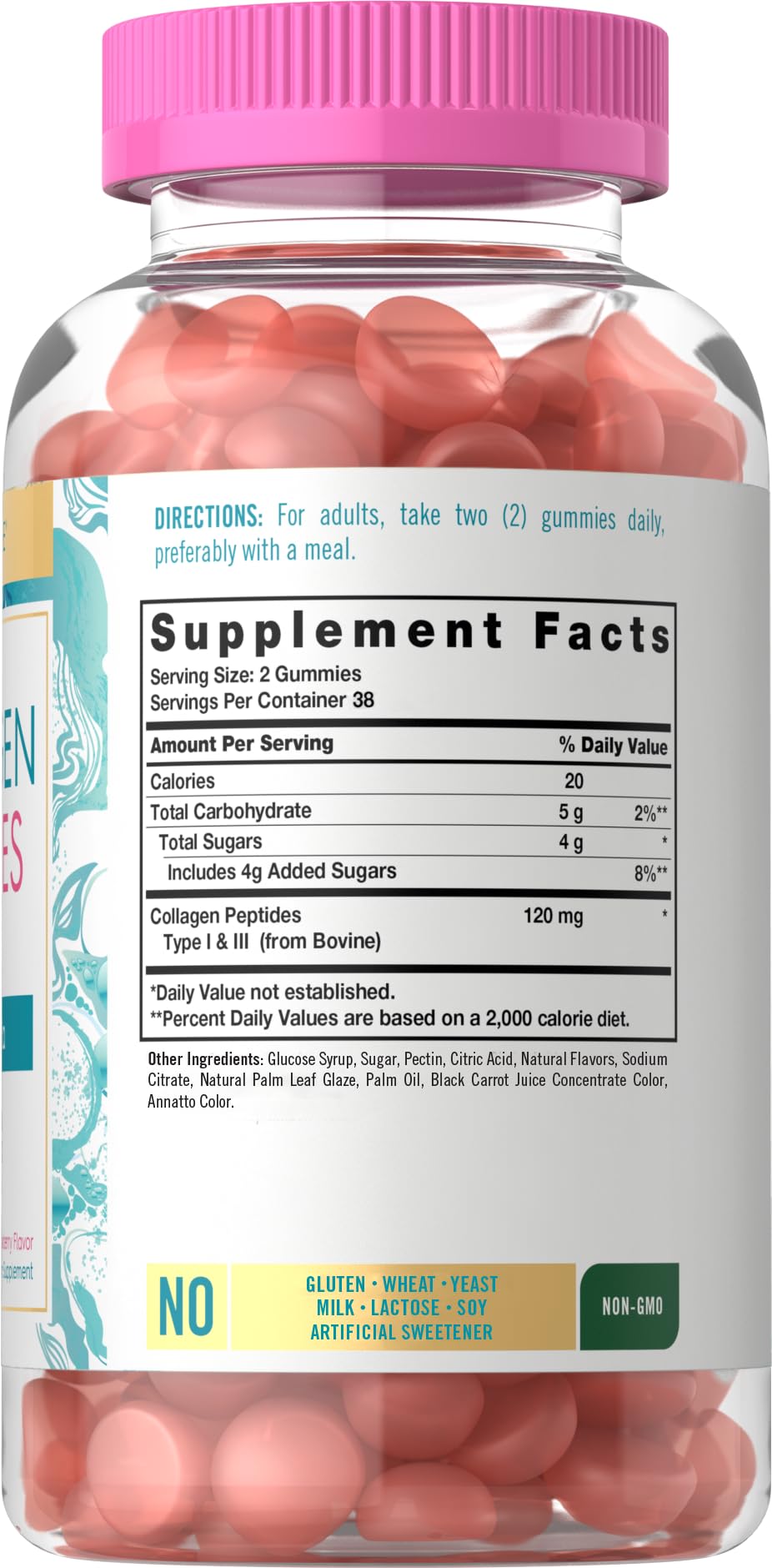 Close-up of strawberry-flavored collagen gummies