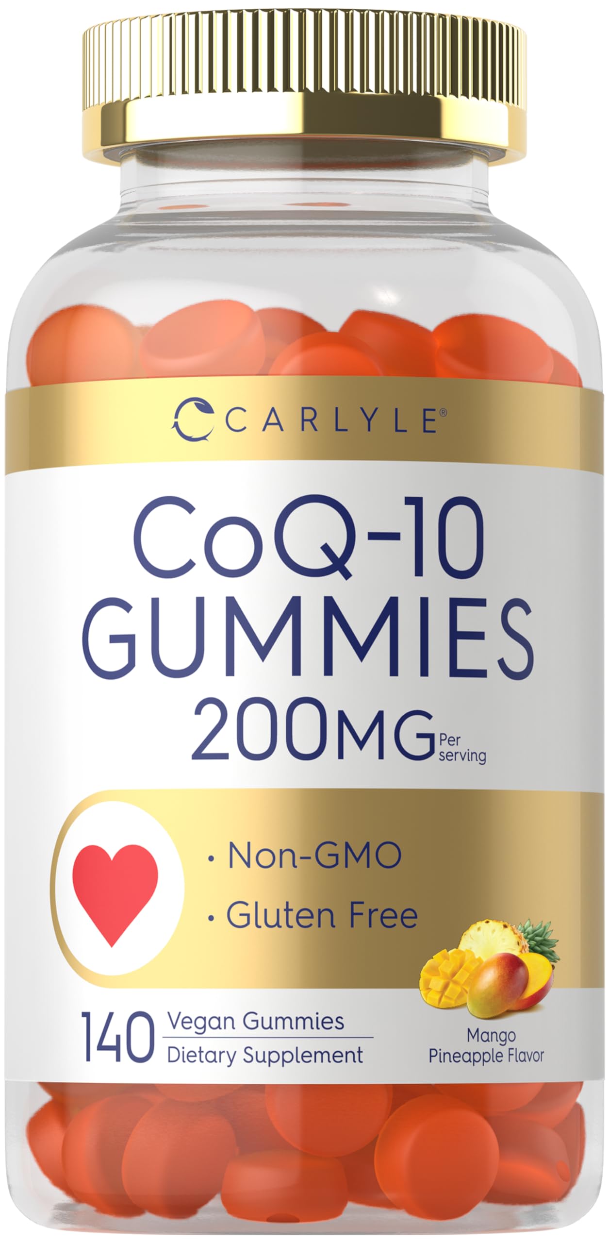 Carlyle CoQ10 200 mg Gummies bottle – Mango Pineapple flavor