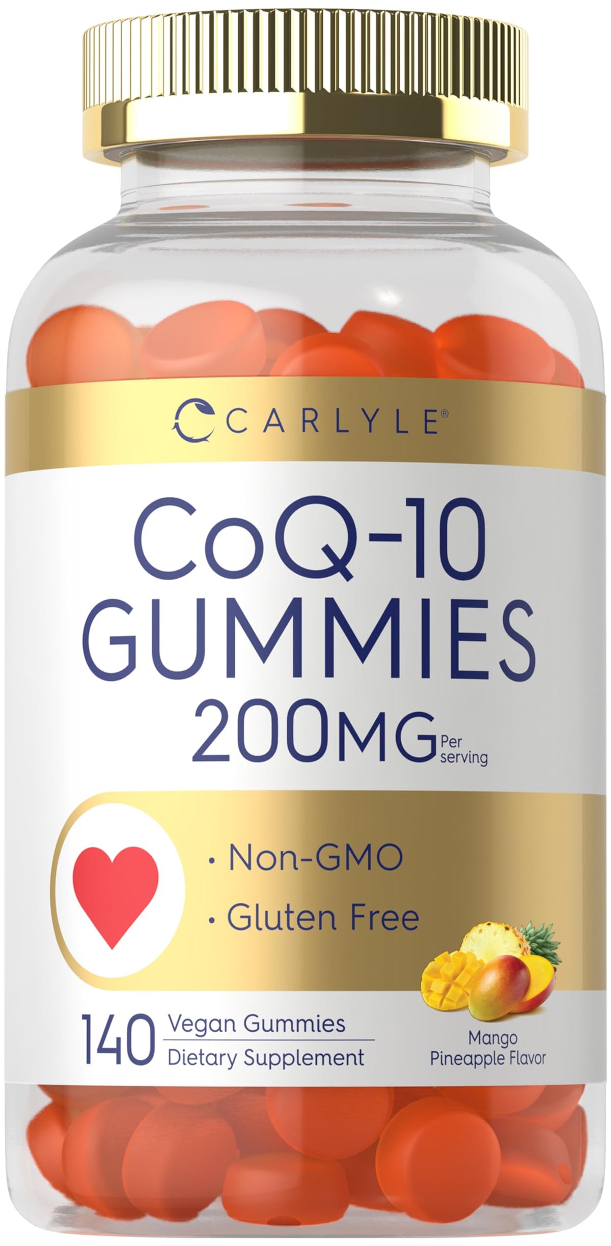 Carlyle CoQ10 200 mg Gummies bottle – Mango Pineapple flavor