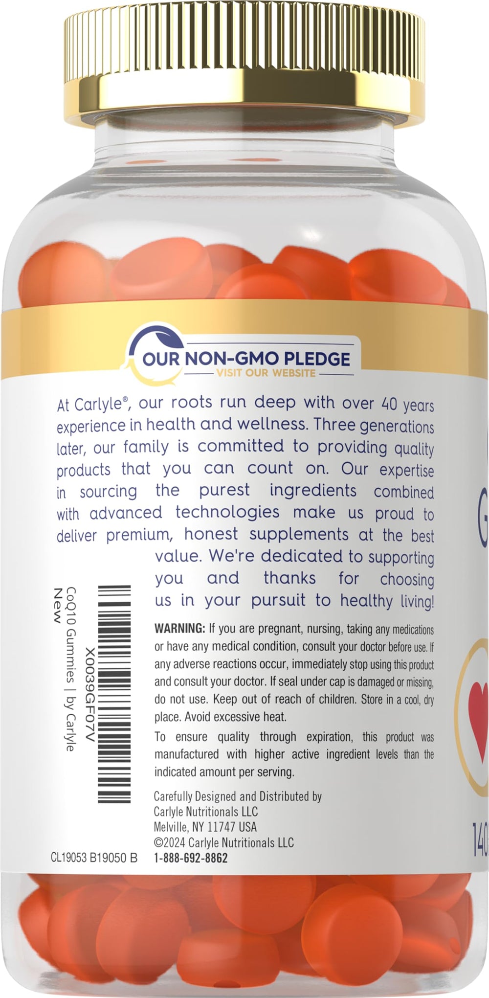 Vegan CoQ10 gummies label highlighting 200 mg per serving