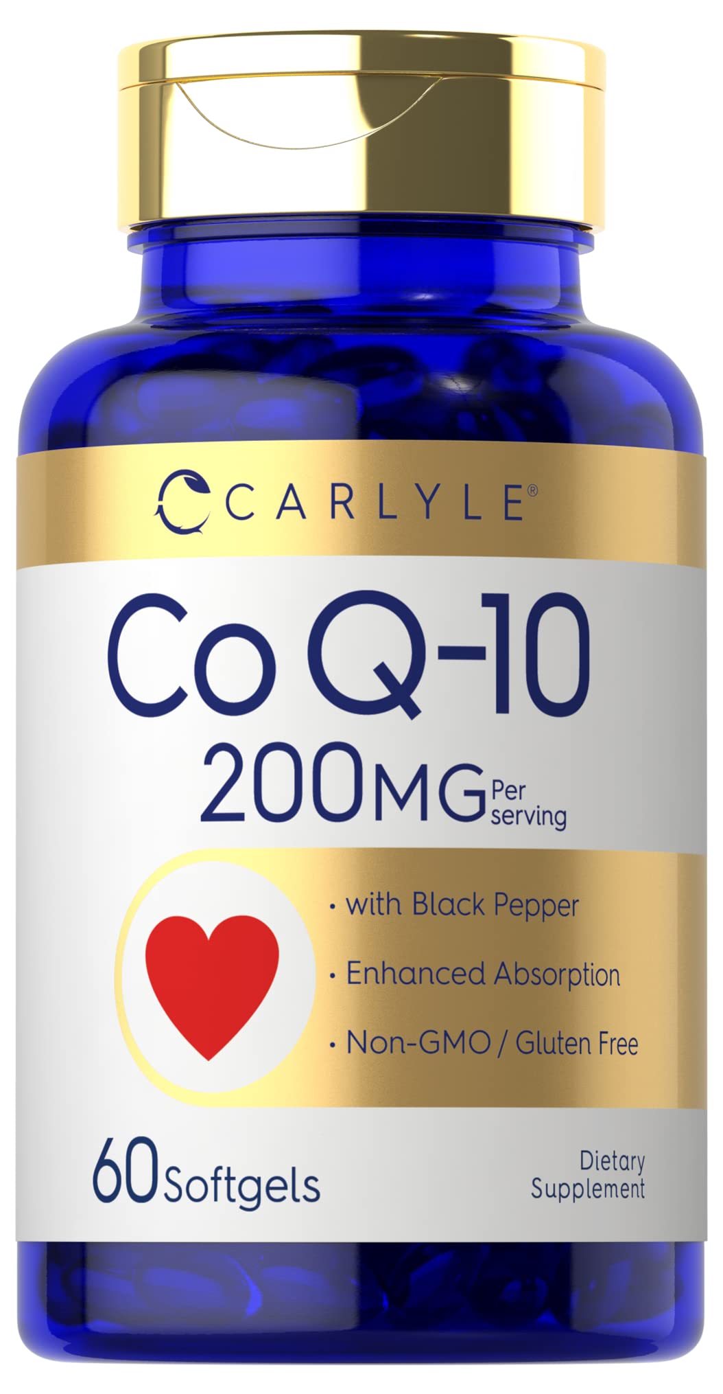 Carlyle CoQ10 200mg Softgels bottle and label