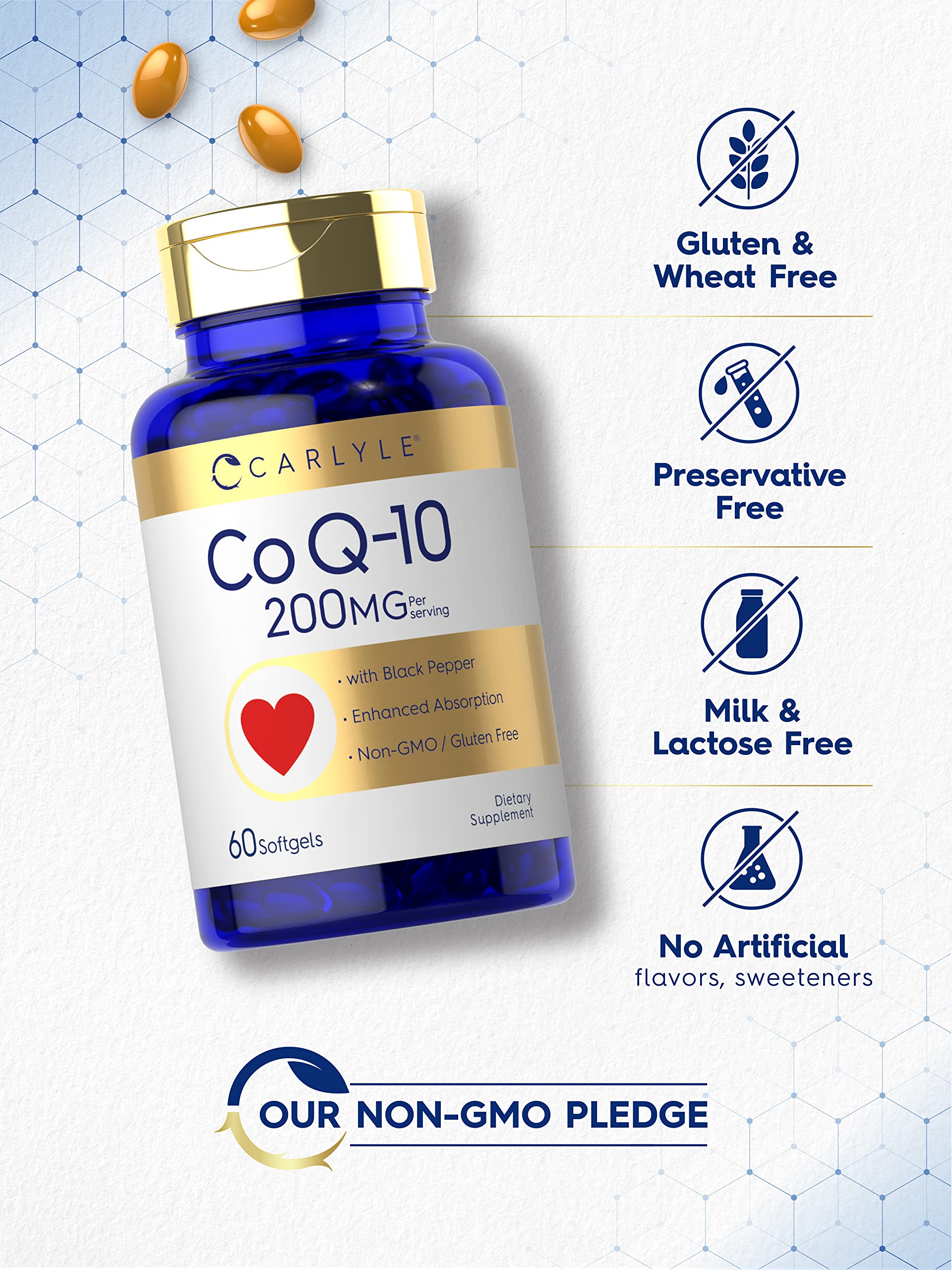 Ingredients and supplement facts for Carlyle CoQ10