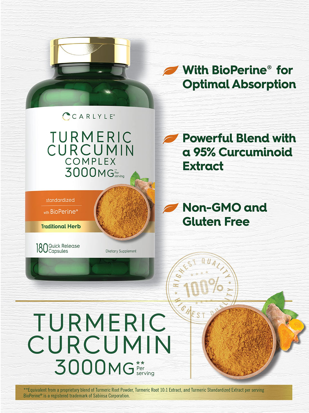 Standardized Turmeric Root with Curcuminoids and Bioperine