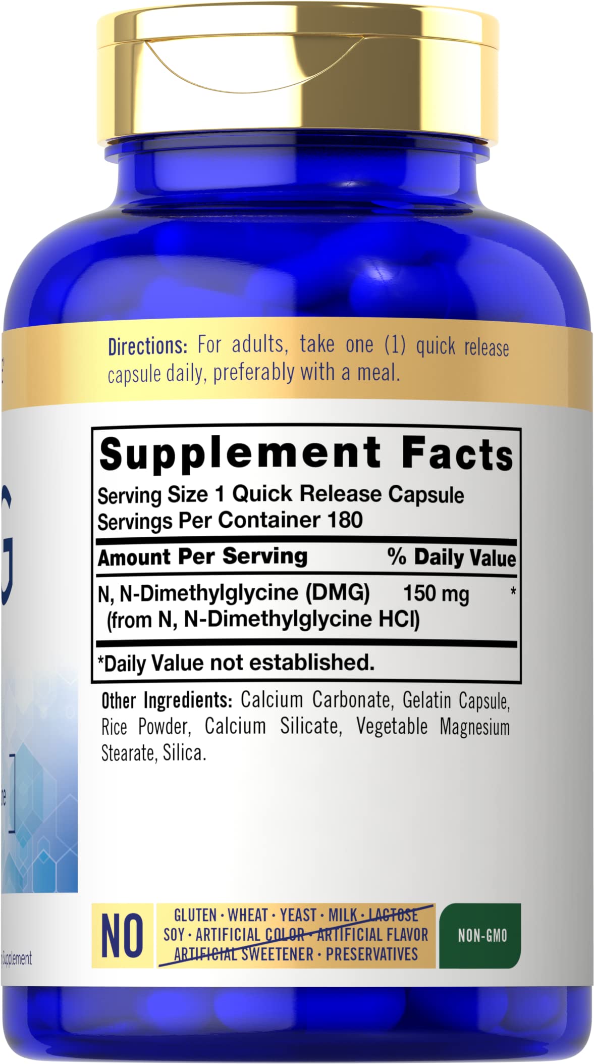 Back label showing supplement facts and ingredients